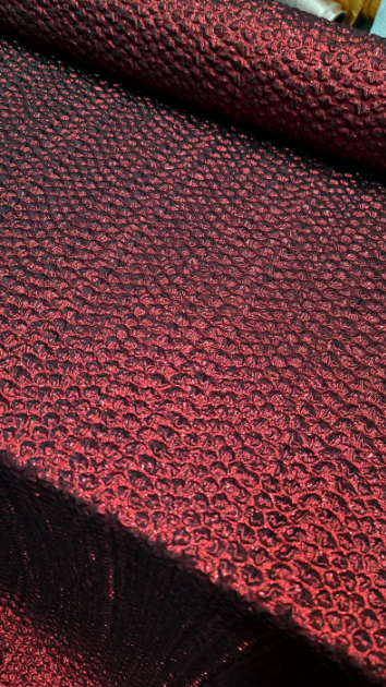 Burgundy Metallic Brocade Jacquard Fabric
