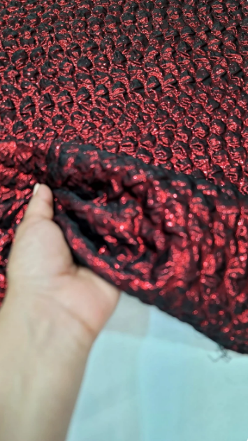 Burgundy Metallic Brocade Jacquard Fabric