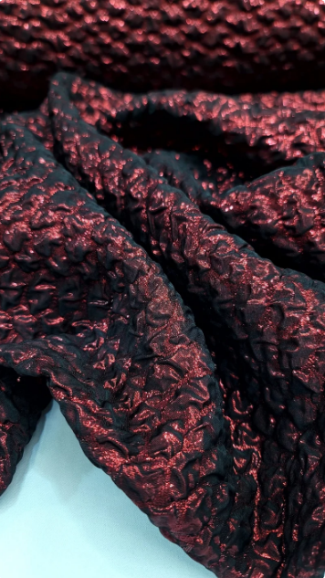 Burgundy Metallic Brocade Jacquard Fabric