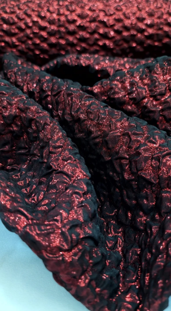 Burgundy Metallic Brocade Jacquard Fabric
