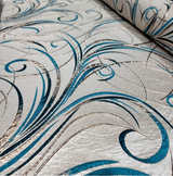 Brocade Jacquard Teal Gold Metallic