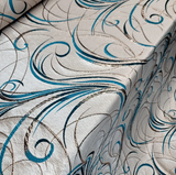 Brocade Jacquard Teal Gold Metallic