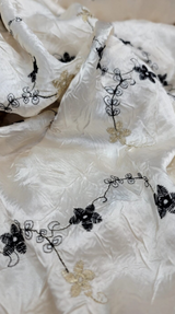 Embroidered Taffeta Floral Ivory Pink