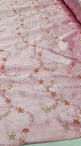 Embroidered Taffeta Floral Ivory Pink