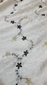 Embroidered Taffeta Floral Ivory Pink