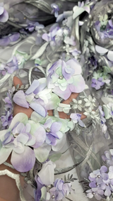 Beaded 3D Floral Lace on Mesh