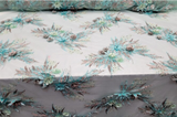3D Floral Lace Embroidery Rhinestones Mint
