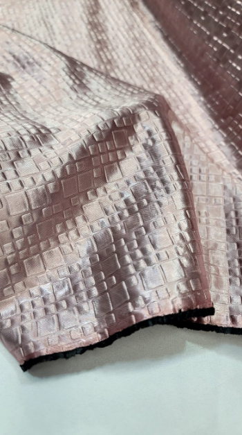 Brocade Jacquard Fabric Dusty Rose Metallic Square Figure