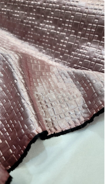 Brocade Jacquard Fabric Dusty Rose Metallic Square Figure