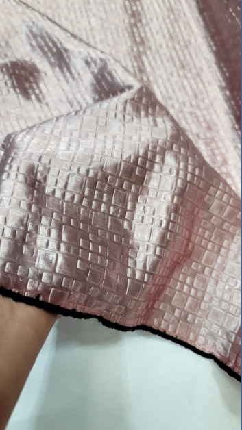 Brocade Jacquard Fabric Dusty Rose Metallic Square Figure