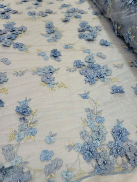 3D Embroidery Floral Fabric