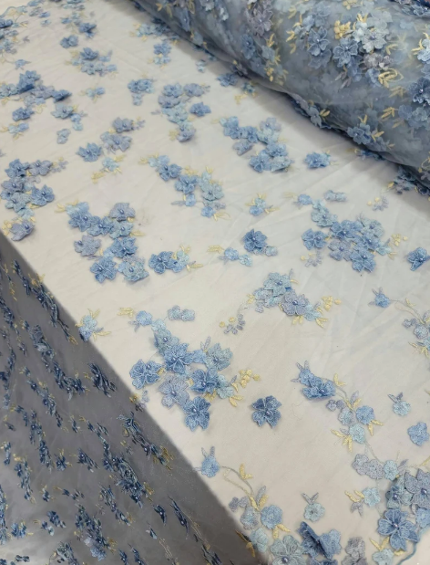 3D Embroidery Floral Fabric