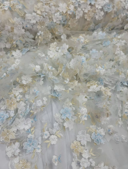 3D Embroidery Floral Fabric