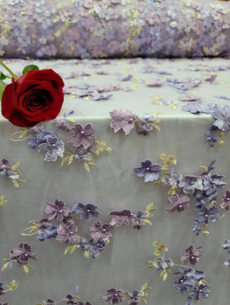 3D Embroidery Floral Fabric