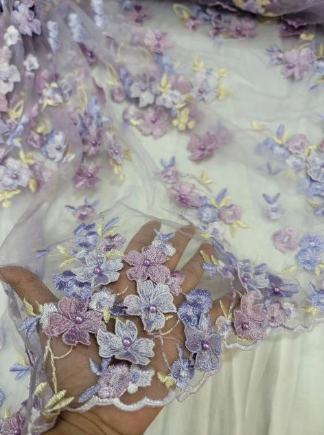 3D Embroidery Floral Fabric