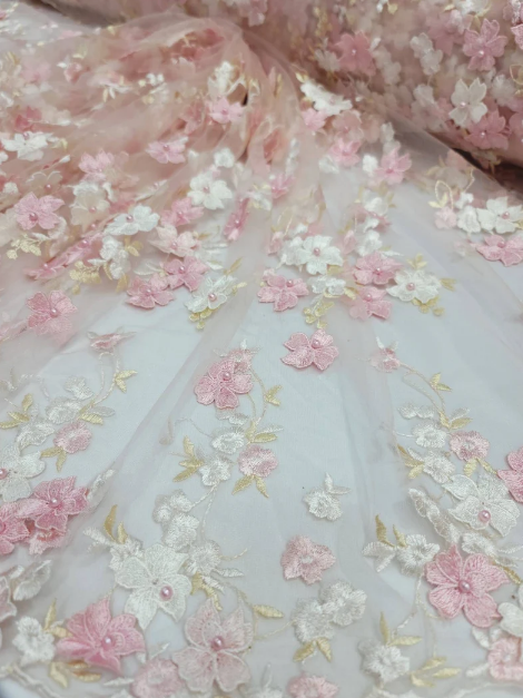 3D Embroidery Floral Fabric