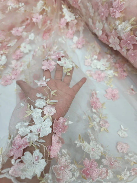 3D Embroidery Floral Fabric