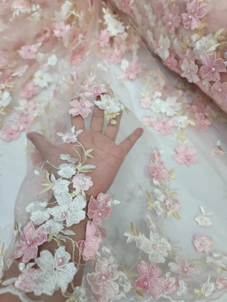 3D Embroidery Floral Fabric