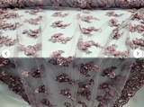 3D Floral Lace Embroidered Pearls Mesh Coral