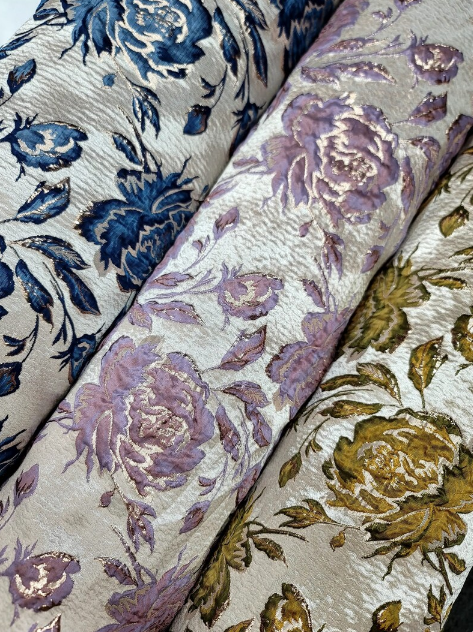 Brocade Jacquard Floral Metallic Fabric