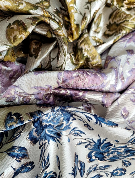 Brocade Jacquard Floral Metallic Fabric