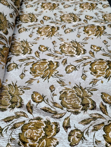 Brocade Jacquard Floral Metallic Fabric