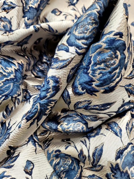 Brocade Jacquard Floral Metallic Fabric