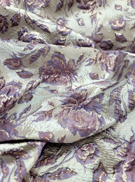 Brocade Jacquard Floral Metallic Fabric