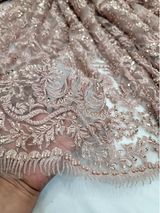 Beaded Lace Embroidery Sequins Pink Blush