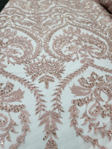 Beaded Lace Embroidery Sequins Pink Blush