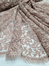Beaded Lace Embroidery Sequins Pink Blush