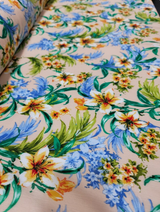 Rayon Challis Floral Print Beige