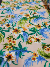 Rayon Challis Floral Print Beige