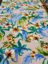 Rayon Challis Floral Print Beige