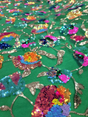 Sequin Floral Lace Embroidery on Green Mesh