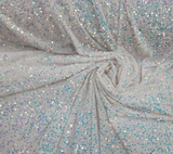 Sequin Embroidered Stretch Velvet White