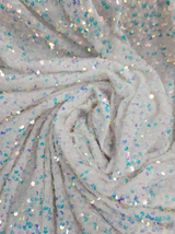 Sequin Embroidered Stretch Velvet White