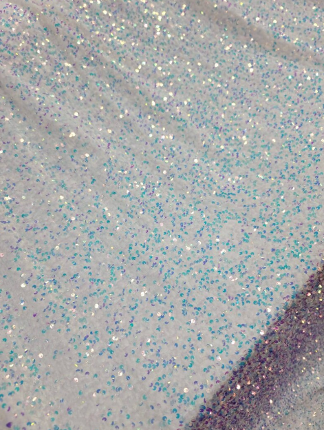 Sequin Embroidered Stretch Velvet White