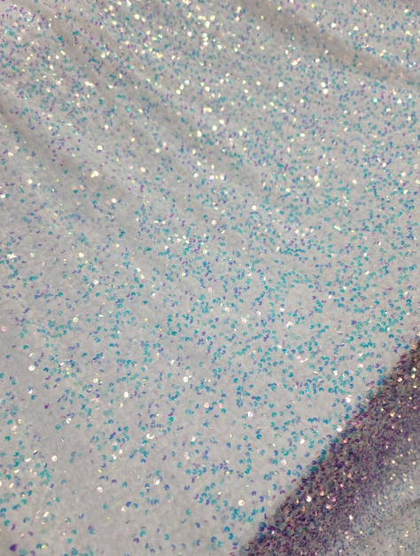 Sequin Embroidered Stretch Velvet White