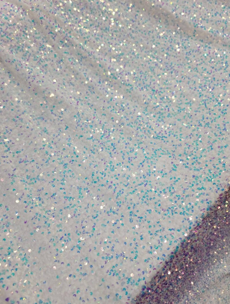 Sequin Embroidered Stretch Velvet White