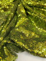 Glitz Sequin Stretch Mesh Fabric Olive Green