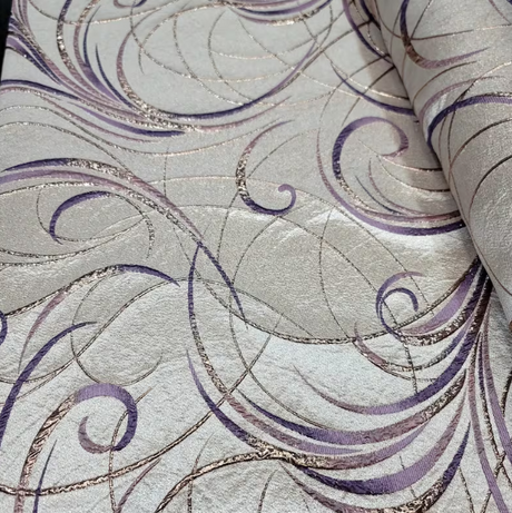 Brocade Jacquard Fabric Lavender Gold Metallic