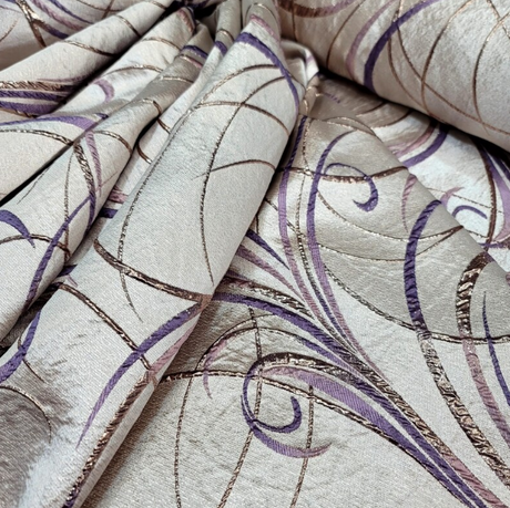 Brocade Jacquard Fabric Lavender Gold Metallic
