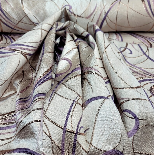 Brocade Jacquard Fabric Lavender Gold Metallic