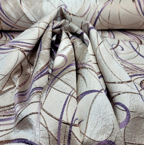 Brocade Jacquard Fabric Lavender Gold Metallic