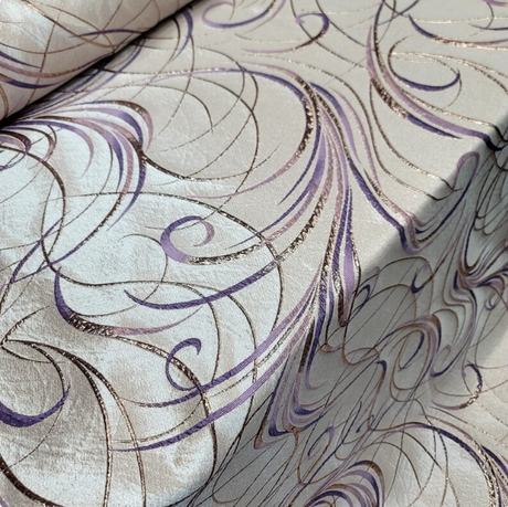 Brocade Jacquard Fabric Lavender Gold Metallic