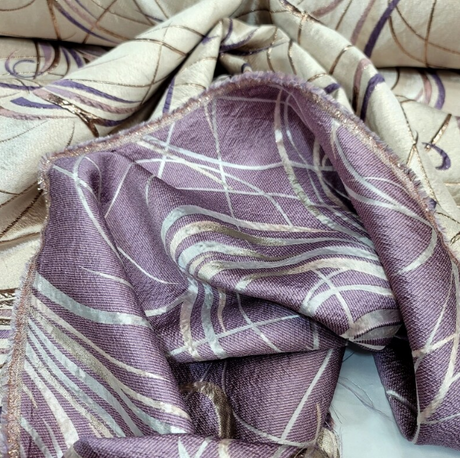 Brocade Jacquard Fabric Lavender Gold Metallic