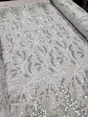 Embroidered Sequin Lace Fabric White Silver