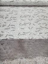 Embroidered Sequin Lace Fabric White Silver