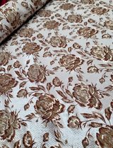 Brocade Jacquard Fabric Brown Gold Floral